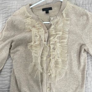 J. Crew Cream Ruffle Front Cardigan sz Small